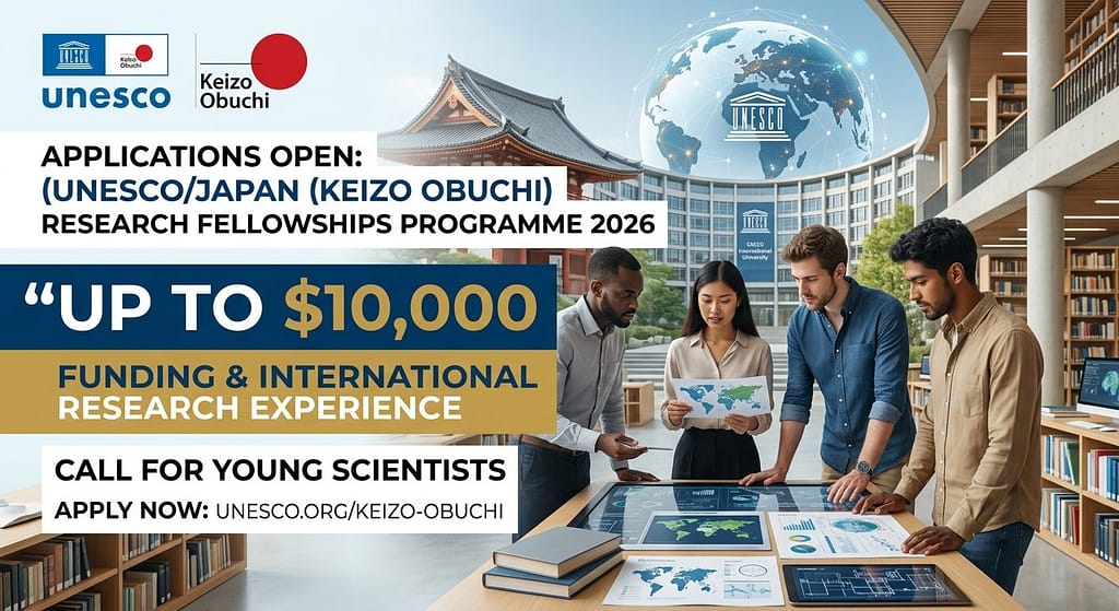 Applications Open: UNESCO/Japan (Keizo Obuchi) Research Fellowships Programme 2026 (Up to $10,000) Unesco Japan fellowship 2026