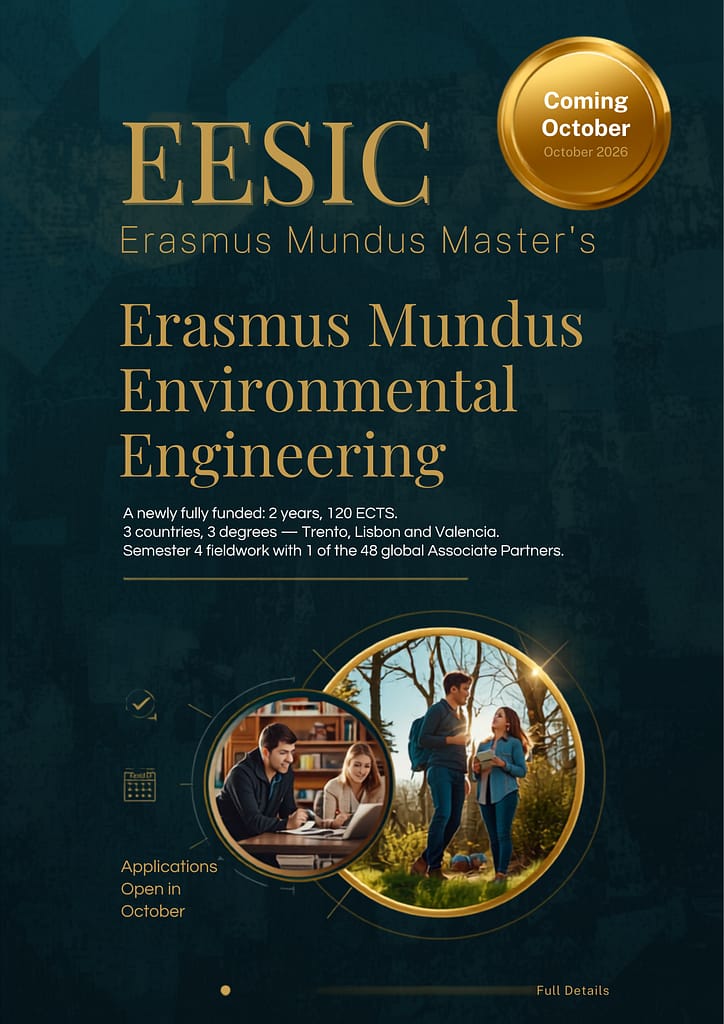EESIC: A New Fully Funded Erasmus Mundus Master's in Environmental Engineering eesic scholarship poster with clean layout